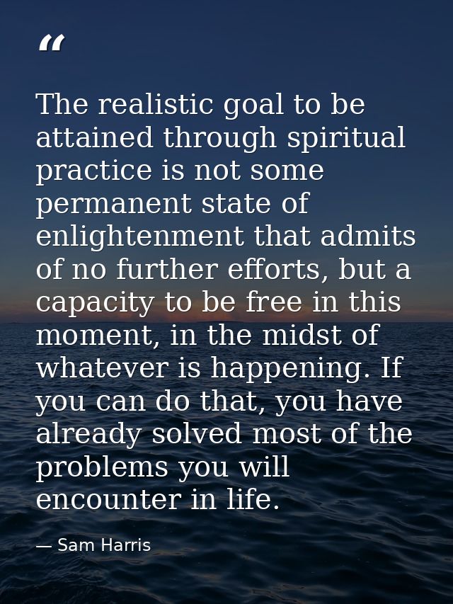 The realistic goal to be attained through spiritual practice is not some permanent state of enlightenment that admits of — Sam Harris
