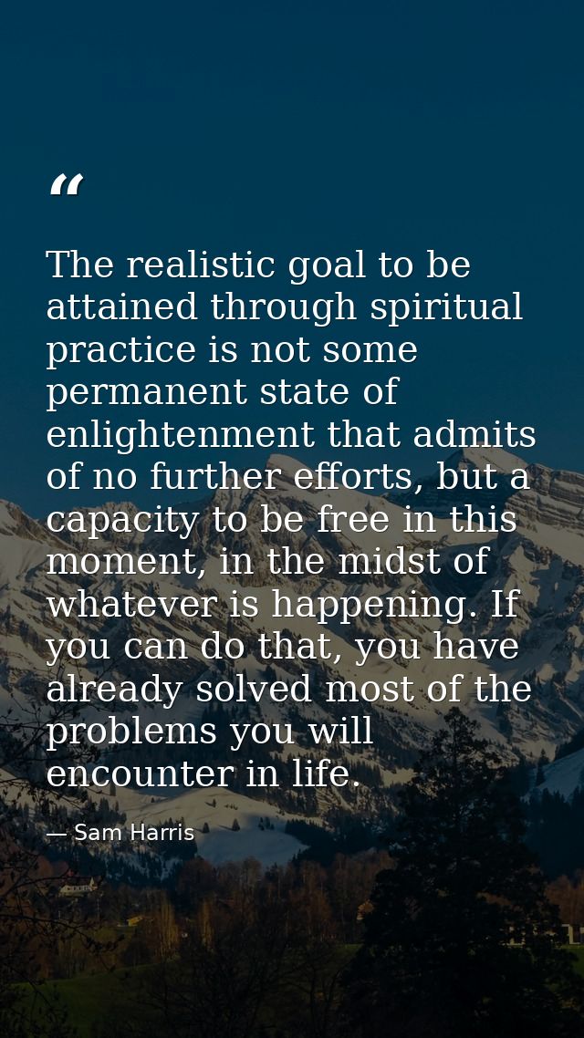 The realistic goal to be attained through spiritual practice is not some permanent state of enlightenment that admits of — Sam Harris