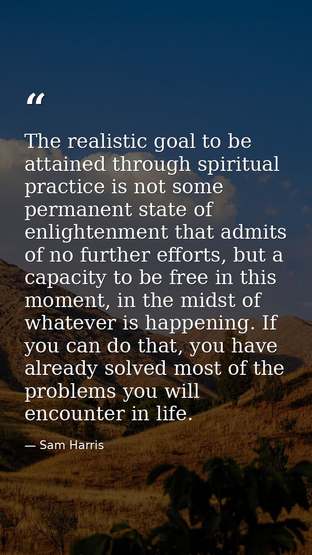 The realistic goal to be attained through spiritual practice is not some permanent state of enlightenment that admits of — Sam Harris