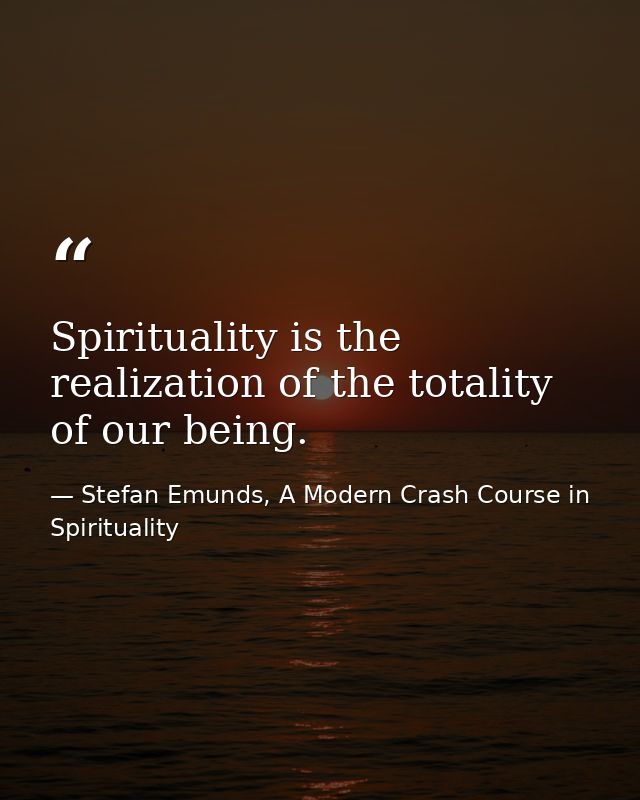 Spirituality is the realization of the totality of our being. — Stefan Emunds, A Modern Crash Course in Spirituality