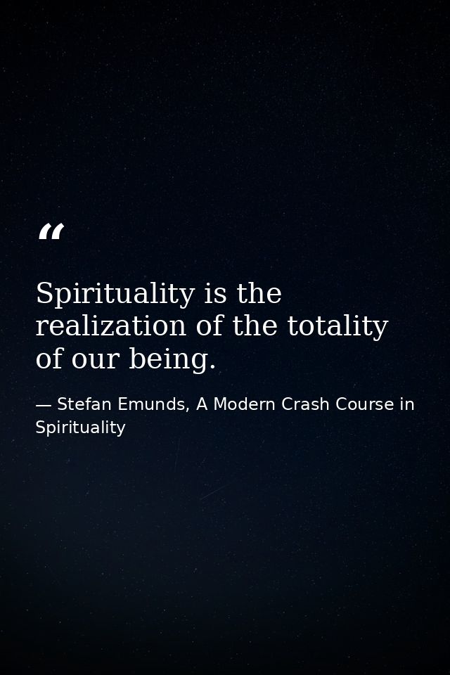 Spirituality is the realization of the totality of our being. — Stefan Emunds, A Modern Crash Course in Spirituality