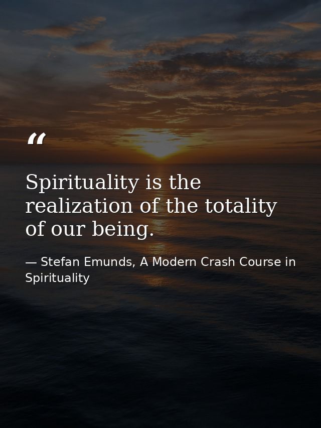 Spirituality is the realization of the totality of our being. — Stefan Emunds, A Modern Crash Course in Spirituality