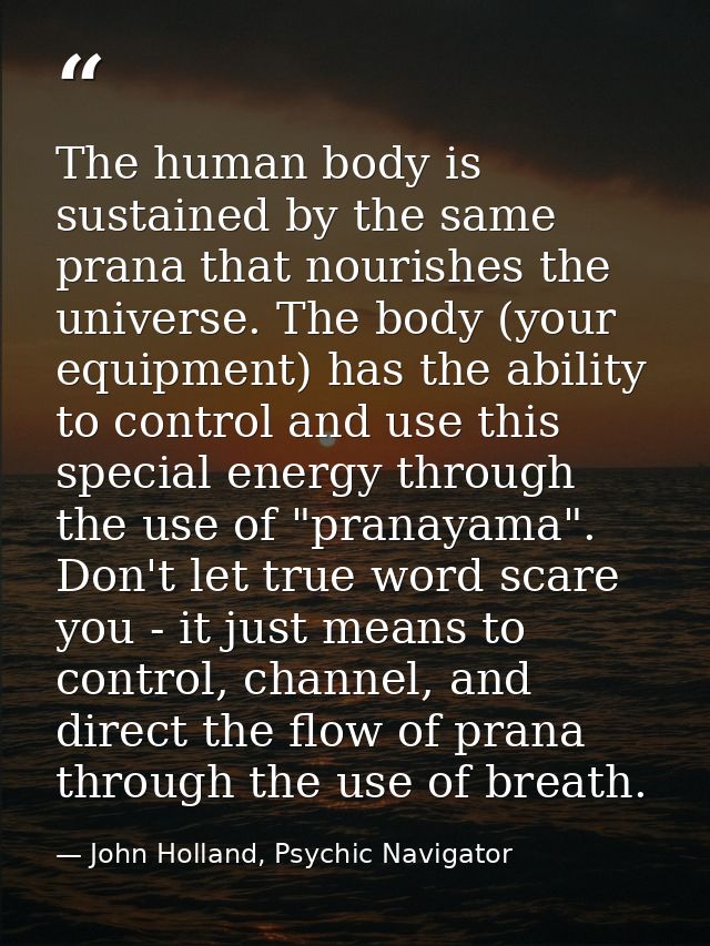 The human body is sustained by the same prana that nourishes the universe. The body (your equipment) has the ability to  — John Holland, Psychic Navigator