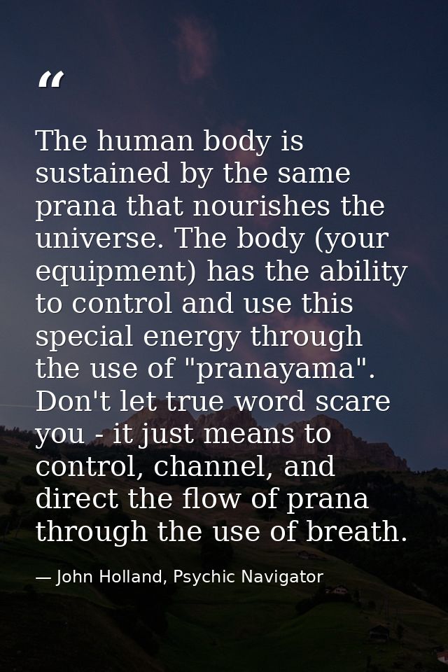 The human body is sustained by the same prana that nourishes the universe. The body (your equipment) has the ability to  — John Holland, Psychic Navigator
