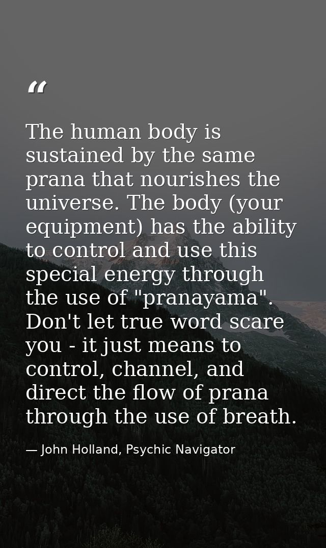 The human body is sustained by the same prana that nourishes the universe. The body (your equipment) has the ability to  — John Holland, Psychic Navigator