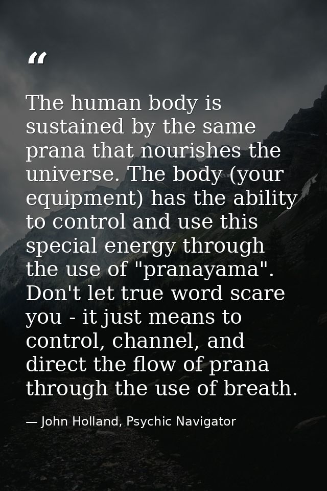The human body is sustained by the same prana that nourishes the universe. The body (your equipment) has the ability to  — John Holland, Psychic Navigator