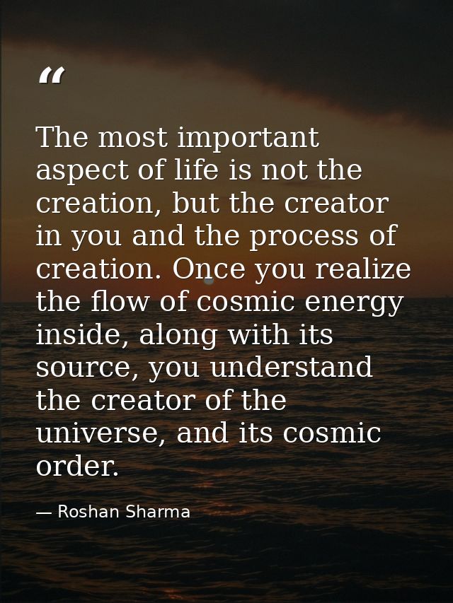 The most important aspect of life is not the creation, but the creator in you and the process of creation. Once you real — Roshan Sharma