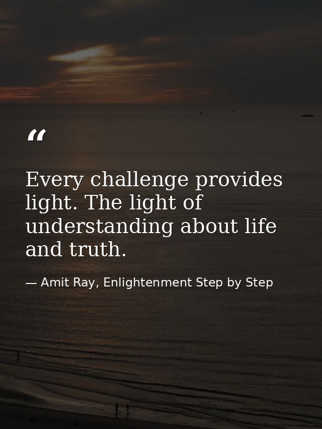 Every challenge provides light. The light of understanding about life and truth. — Amit Ray, Enlightenment Step by Step