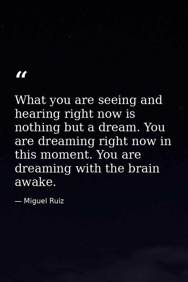 What you are seeing and hearing right now is nothing but a dream. You are dreaming right now in this moment. You are dre — Miguel Ruiz