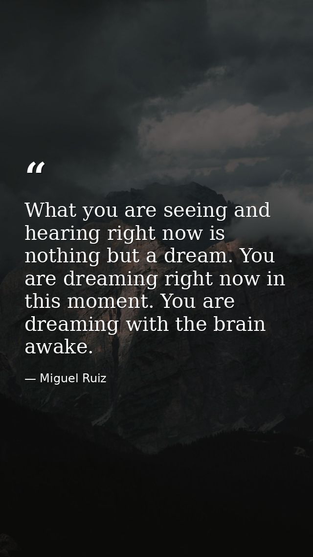 What you are seeing and hearing right now is nothing but a dream. You are dreaming right now in this moment. You are dre — Miguel Ruiz