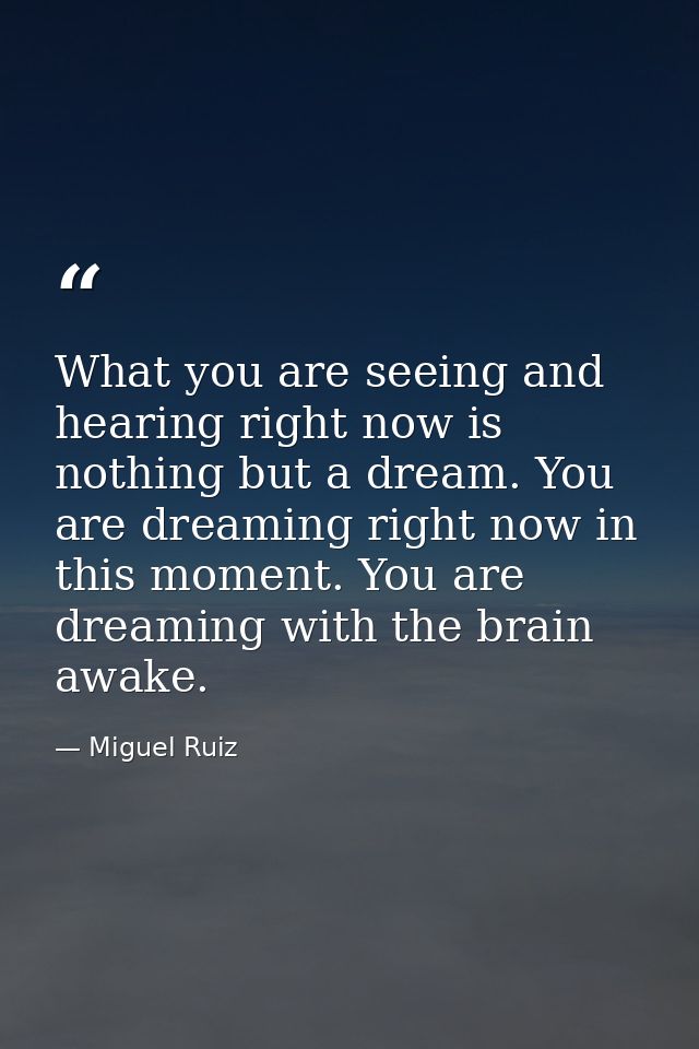 What you are seeing and hearing right now is nothing but a dream. You are dreaming right now in this moment. You are dre — Miguel Ruiz