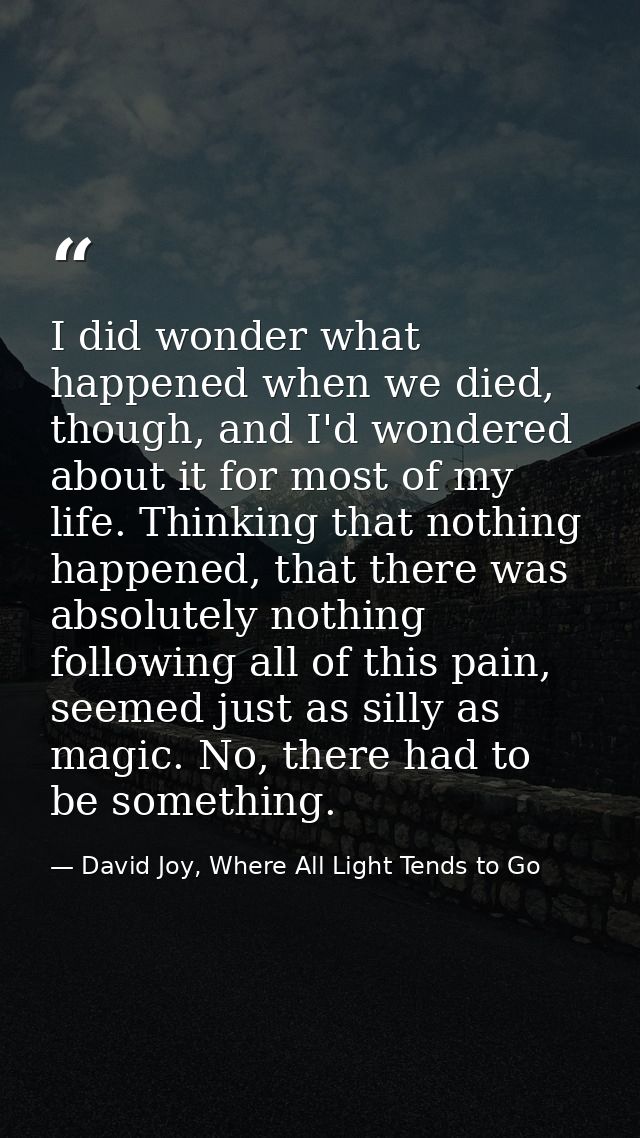 I did wonder what happened when we died, though, and I'd wondered about it for most of my life. Thinking that nothing ha — David Joy, Where All Light Tends to Go