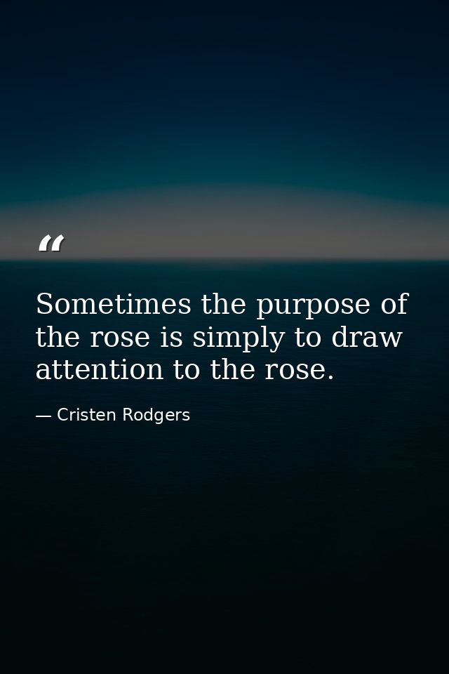 Sometimes the purpose of the rose is simply to draw attention to the rose. — Cristen Rodgers