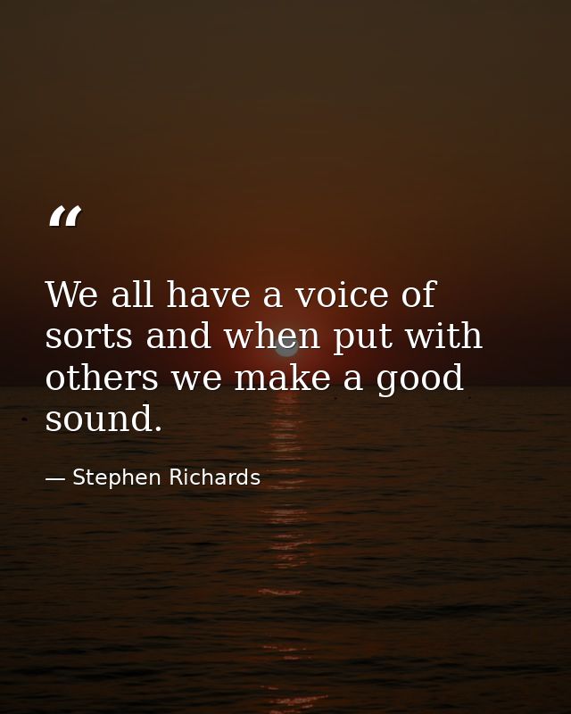 We all have a voice of sorts and when put with others we make a good sound. — Stephen Richards