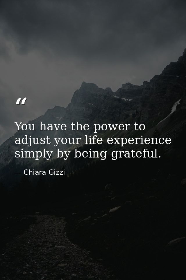 You have the power to adjust your life experience simply by being grateful. — Chiara Gizzi