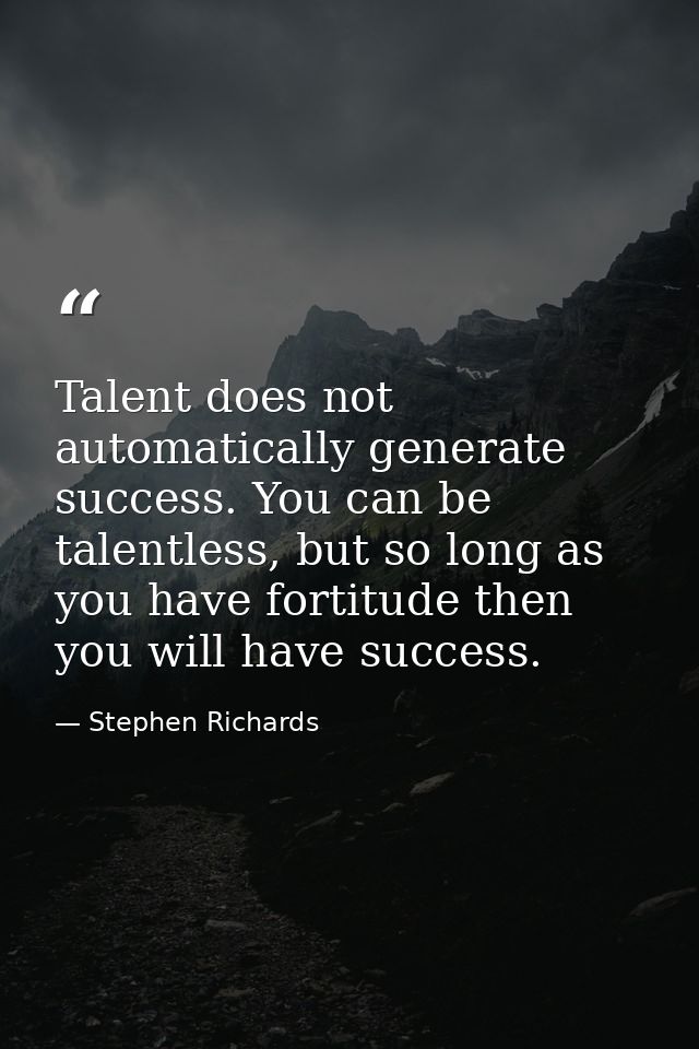 Talent does not automatically generate success. You can be talentless, but so long as you have fortitude then you will h — Stephen Richards