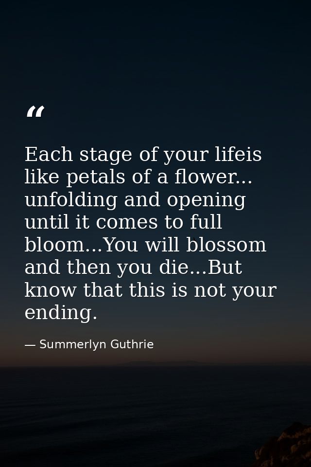 Each stage of your lifeis like petals of a flower... unfolding and opening until it comes to full bloom...You will bloss — Summerlyn Guthrie