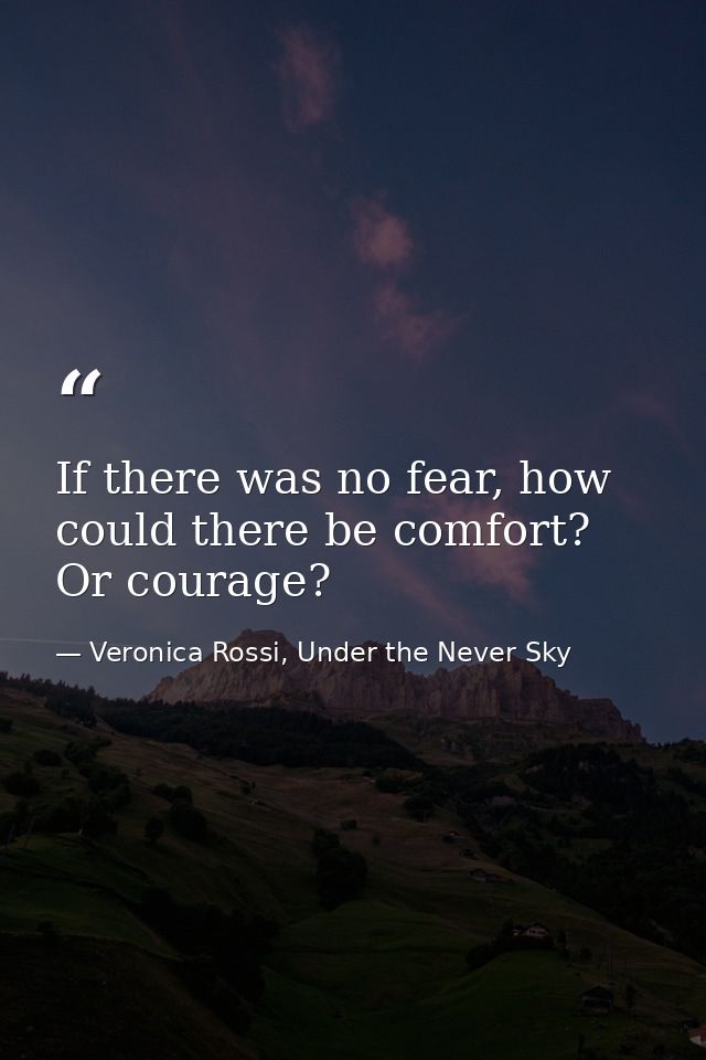 If there was no fear, how could there be comfort? Or courage? — Veronica Rossi, Under the Never Sky