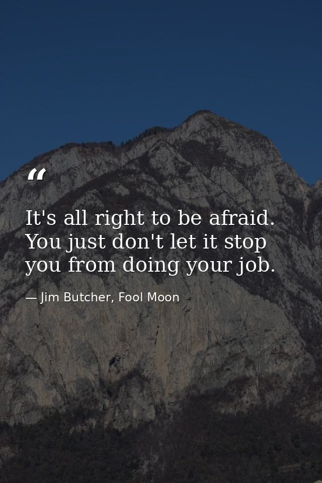 It's all right to be afraid. You just don't let it stop you from doing your job. — Jim Butcher, Fool Moon