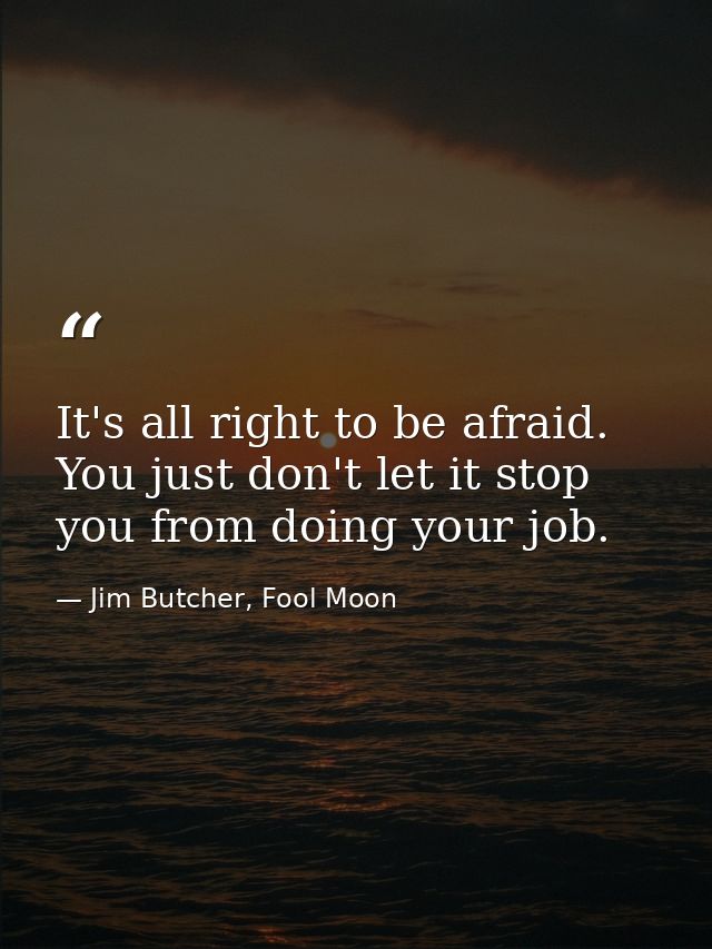 It's all right to be afraid. You just don't let it stop you from doing your job. — Jim Butcher, Fool Moon