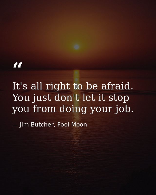It's all right to be afraid. You just don't let it stop you from doing your job. — Jim Butcher, Fool Moon