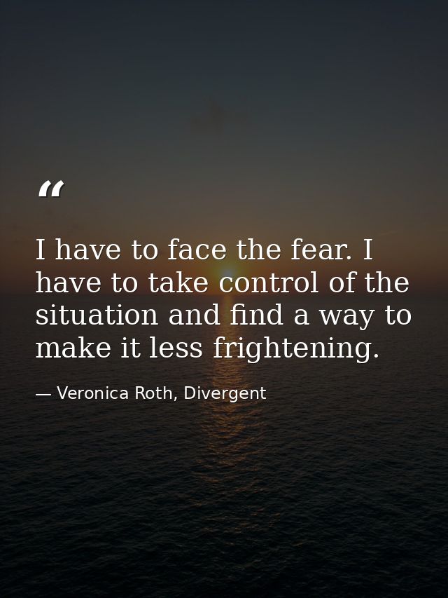 I have to face the fear. I have to take control of the situation and find a way to make it less frightening. — Veronica Roth, Divergent