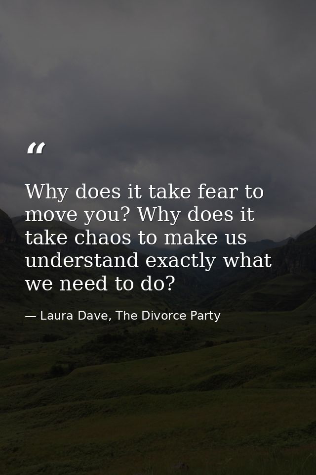 Why does it take fear to move you? Why does it take chaos to make us understand exactly what we need to do? — Laura Dave, The Divorce Party