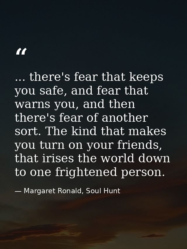 ... there's fear that keeps you safe, and fear that warns you, and then there's fear of another sort. The kind that make — Margaret Ronald, Soul Hunt