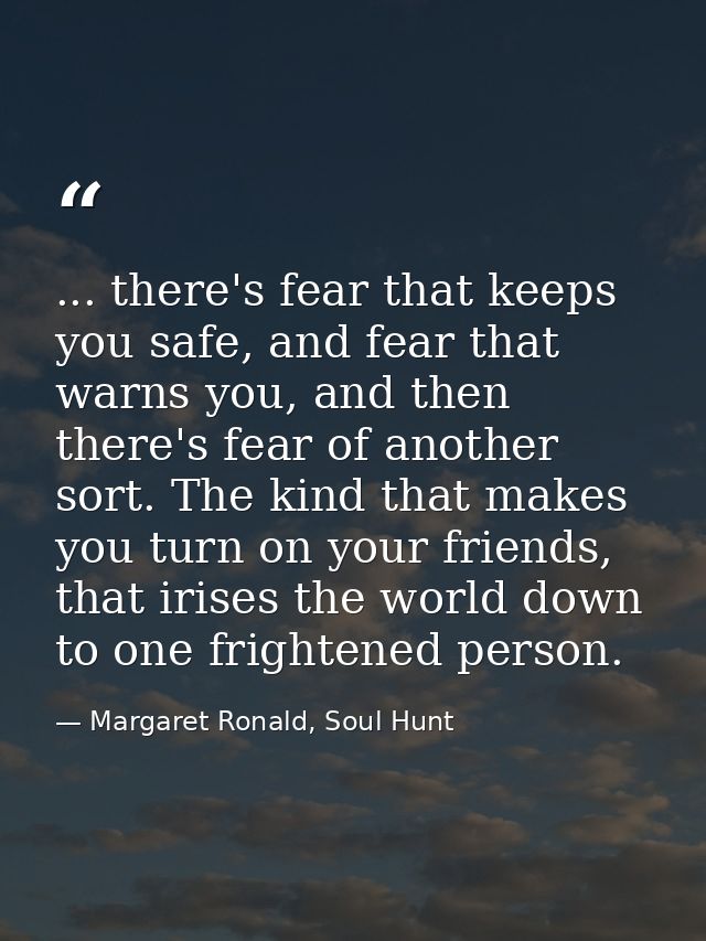 ... there's fear that keeps you safe, and fear that warns you, and then there's fear of another sort. The kind that make — Margaret Ronald, Soul Hunt