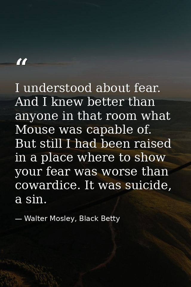I understood about fear. And I knew better than anyone in that room what Mouse was capable of. But still I had been rais — Walter Mosley, Black Betty