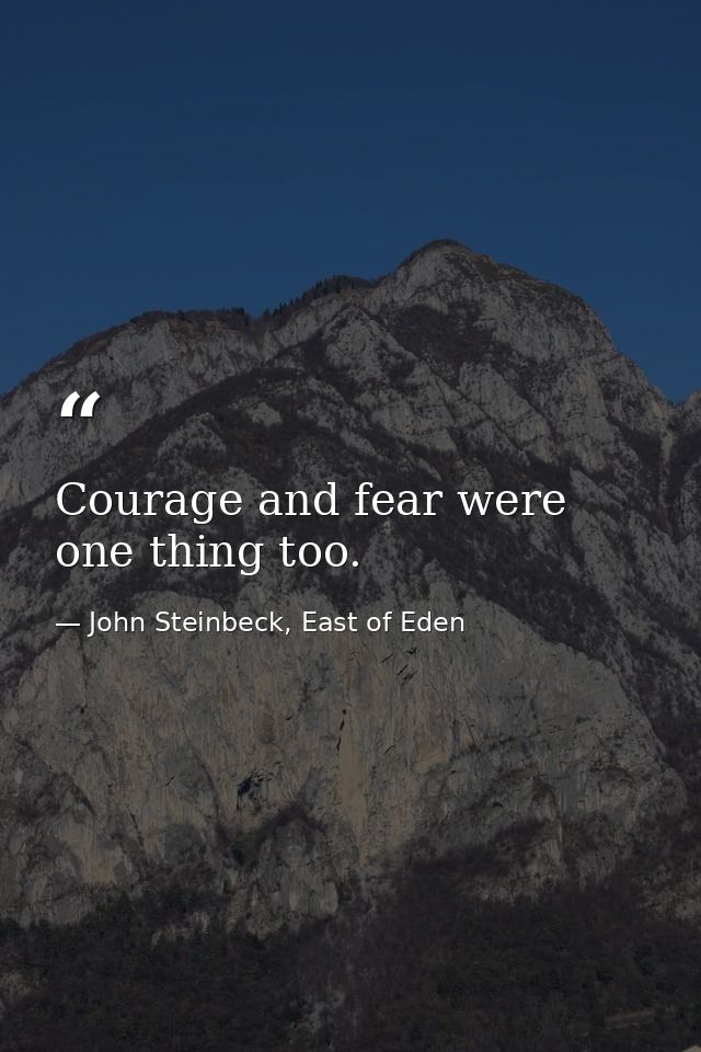 Courage and fear were one thing too. — John Steinbeck, East of Eden