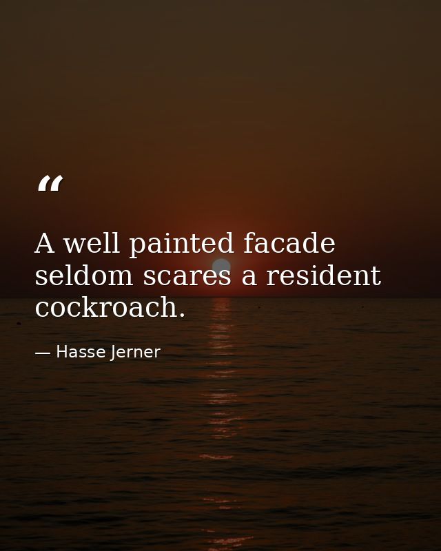 A well painted facade seldom scares a resident cockroach. — Hasse Jerner