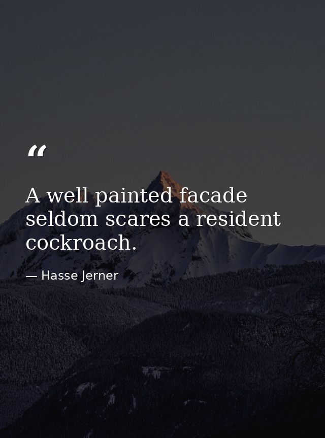 A well painted facade seldom scares a resident cockroach. — Hasse Jerner