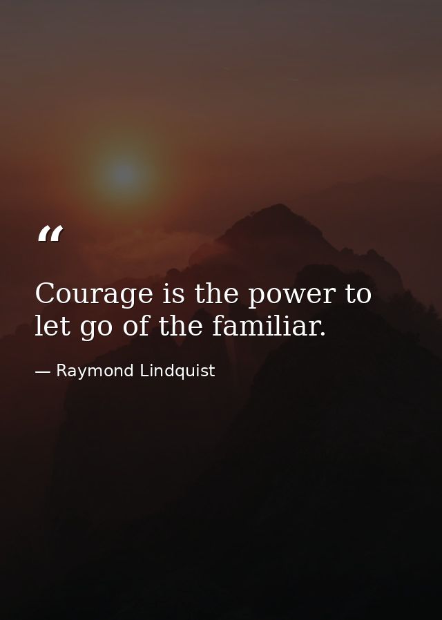 Courage is the power to let go of the familiar. — Raymond Lindquist