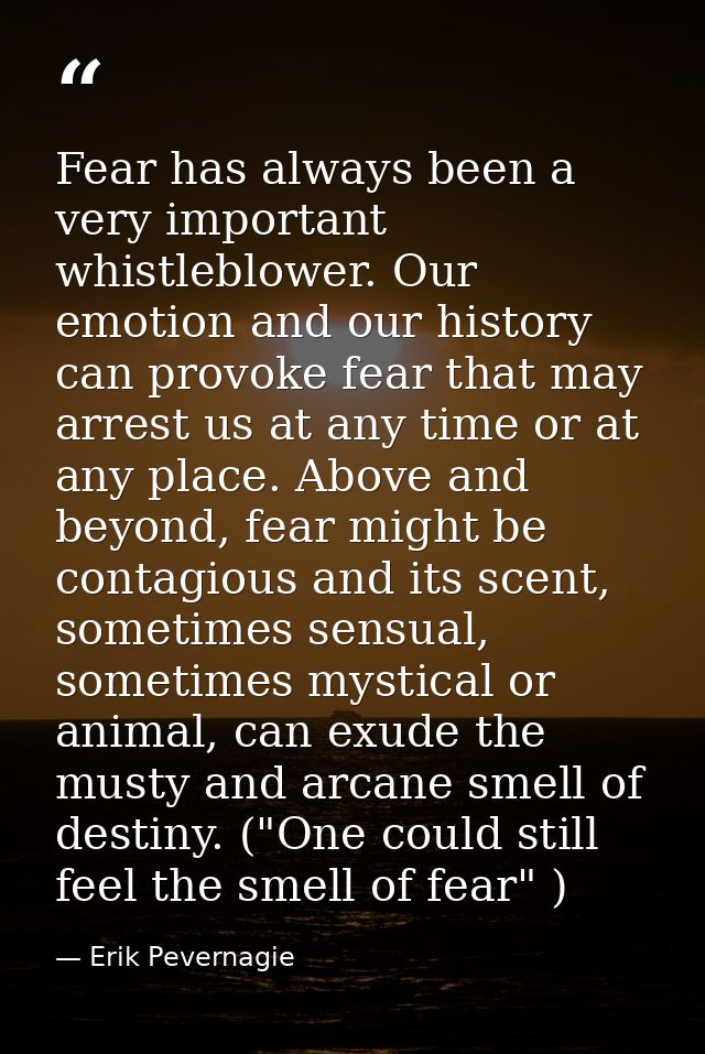 Fear has always been a very important whistleblower. Our emotion and our history can provoke fear that may arrest us at  — Erik Pevernagie