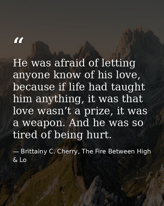 He was afraid of letting anyone know of his love, because if life had taught him anything, it was that love wasn’t a pri — Brittainy C. Cherry, The Fire Between High & Lo