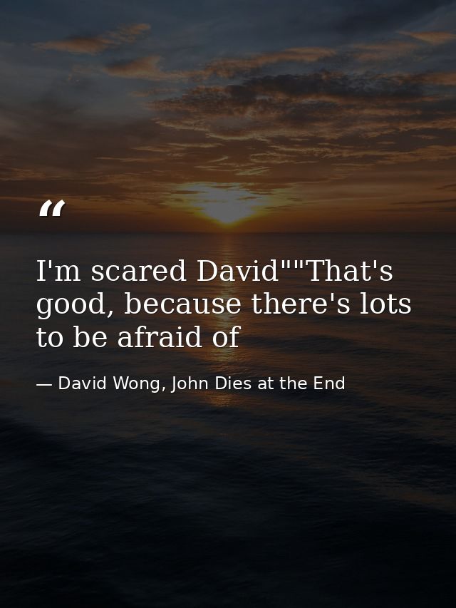 I'm scared David""That's good, because there's lots to be afraid of — David Wong, John Dies at the End