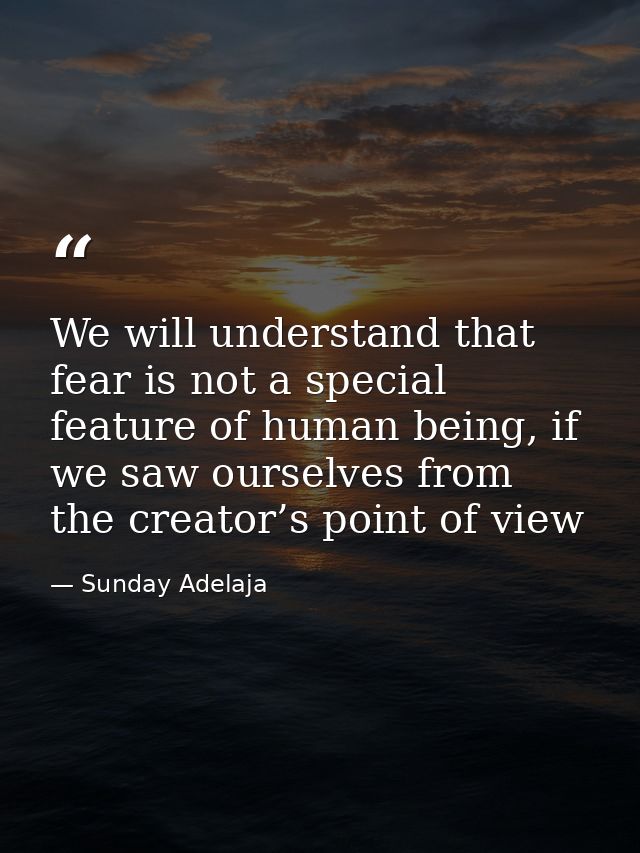 We will understand that fear is not a special feature of human being, if we saw ourselves from the creator’s point of vi — Sunday Adelaja