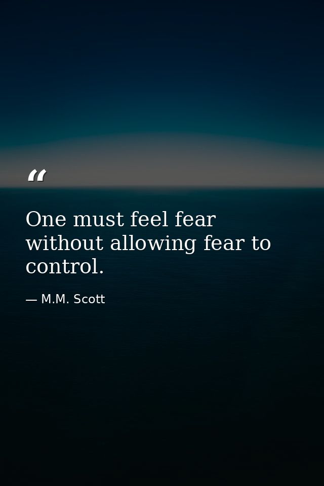 One must feel fear without allowing fear to control. — M.M. Scott