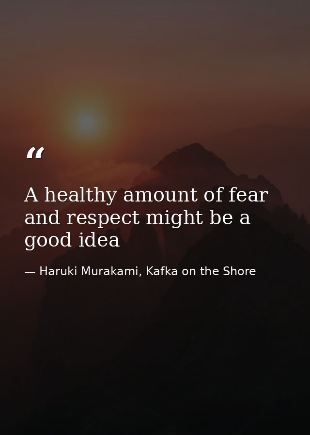 A healthy amount of fear and respect might be a good idea — Haruki Murakami, Kafka on the Shore