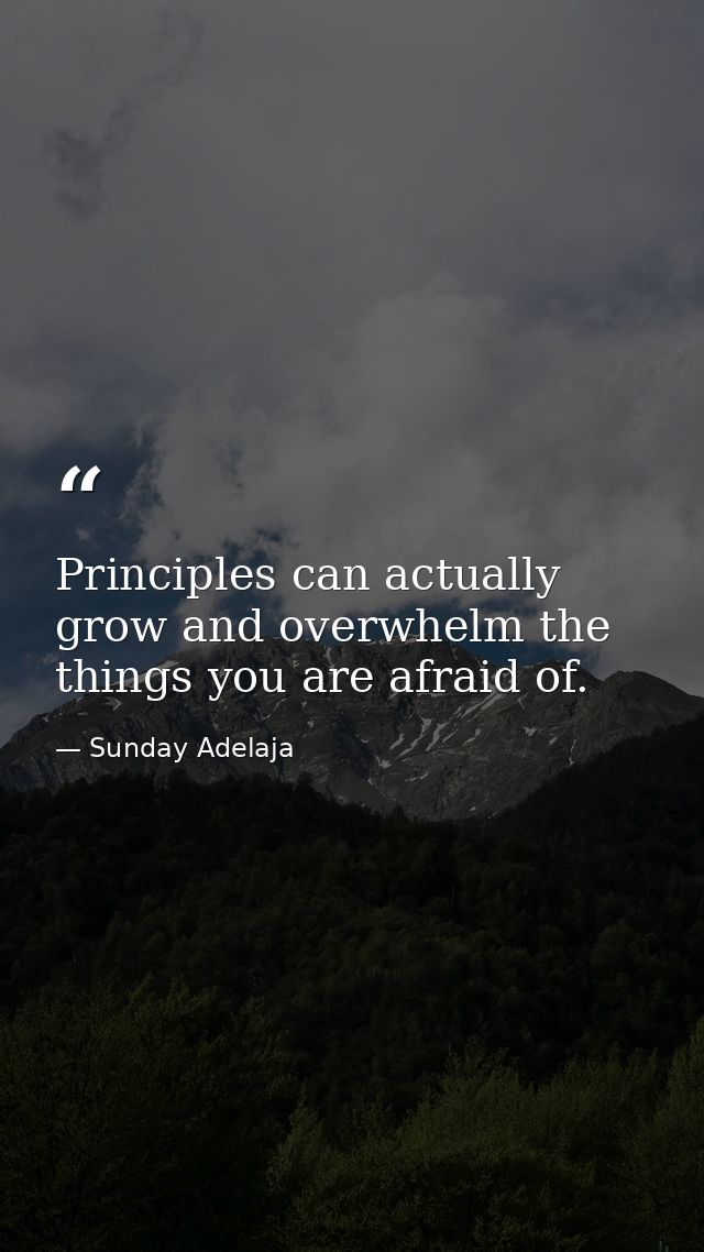 Principles can actually grow and overwhelm the things you are afraid of. — Sunday Adelaja