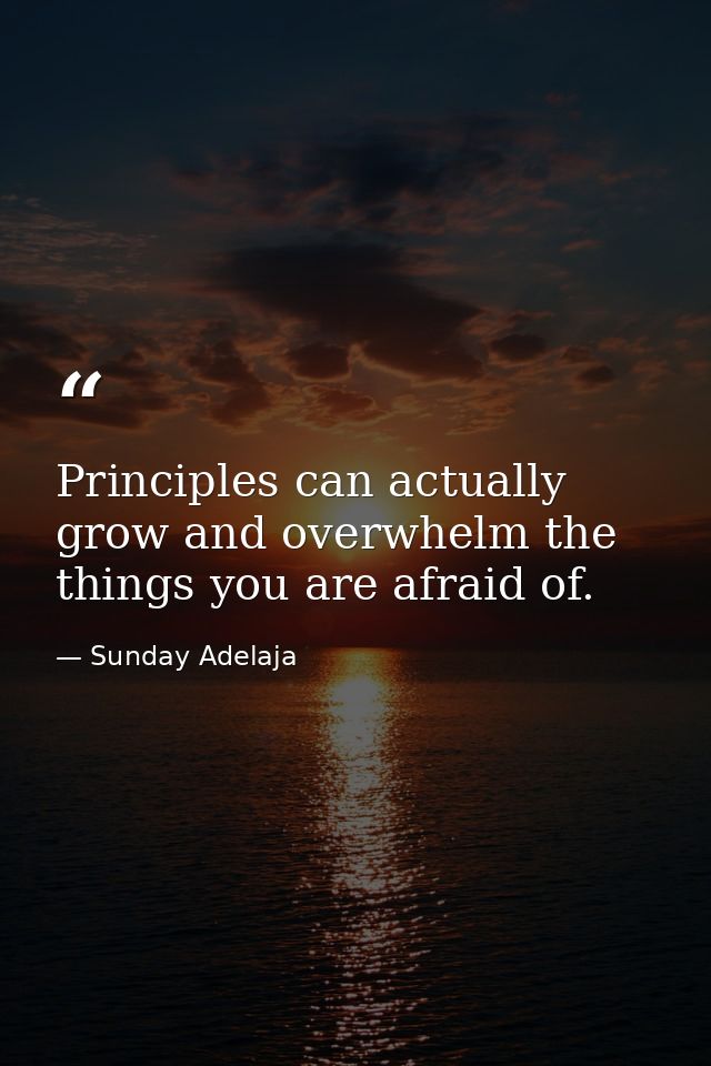 Principles can actually grow and overwhelm the things you are afraid of. — Sunday Adelaja