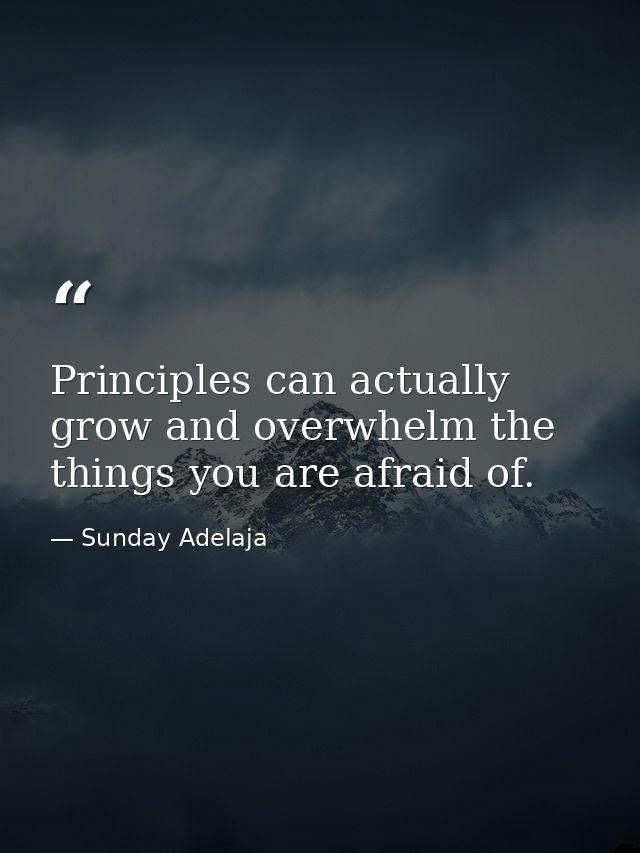 Principles can actually grow and overwhelm the things you are afraid of. — Sunday Adelaja