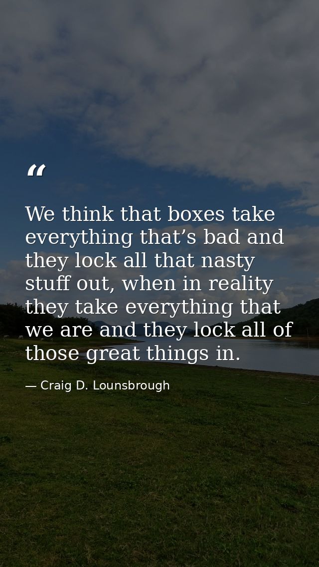 We think that boxes take everything that’s bad and they lock all that nasty stuff out, when in reality they take everyth — Craig D. Lounsbrough