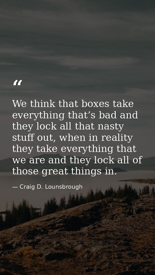 We think that boxes take everything that’s bad and they lock all that nasty stuff out, when in reality they take everyth — Craig D. Lounsbrough