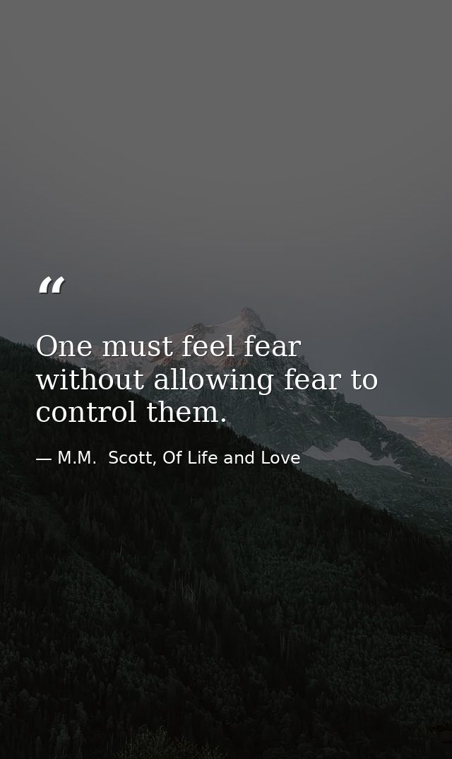 One must feel fear without allowing fear to control them. — M.M.  Scott, Of Life and Love