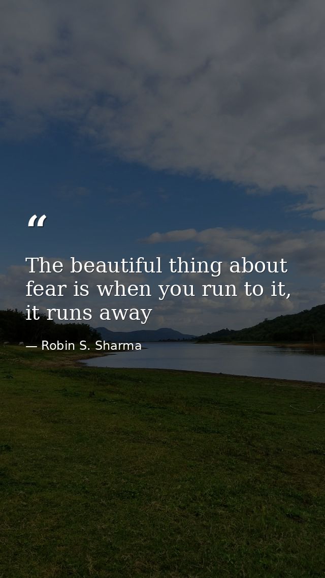 The beautiful thing about fear is when you run to it, it runs away — Robin S. Sharma