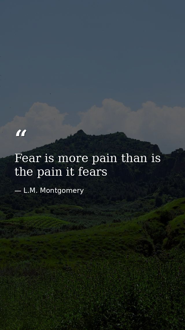 Fear is more pain than is the pain it fears — L.M. Montgomery