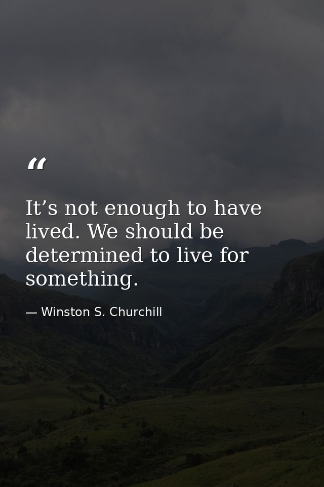 It’s not enough to have lived. We should be determined to live for something. — Winston S. Churchill