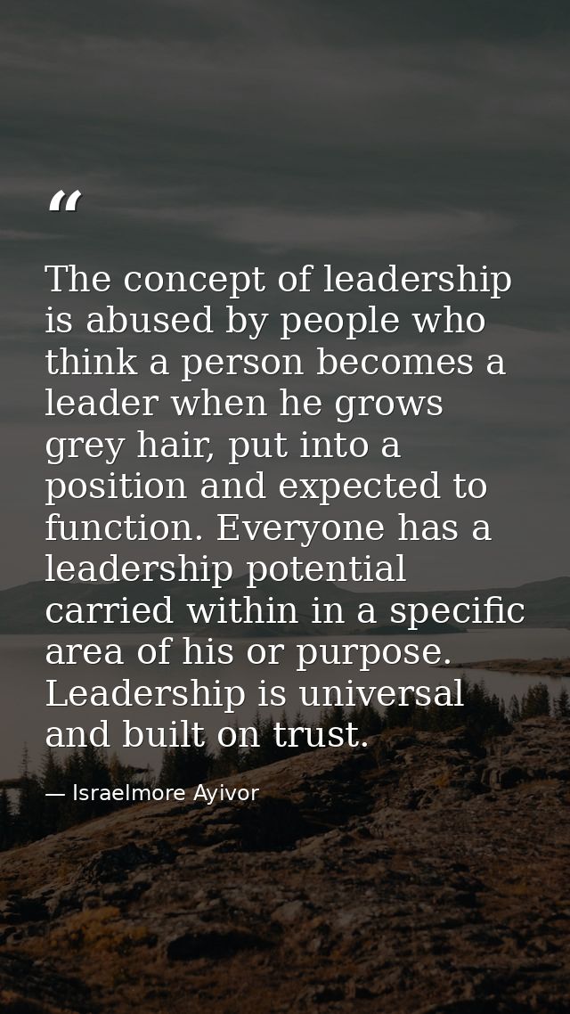 The concept of leadership is abused by people who think a person becomes a leader when he grows grey hair, put into a po — Israelmore Ayivor